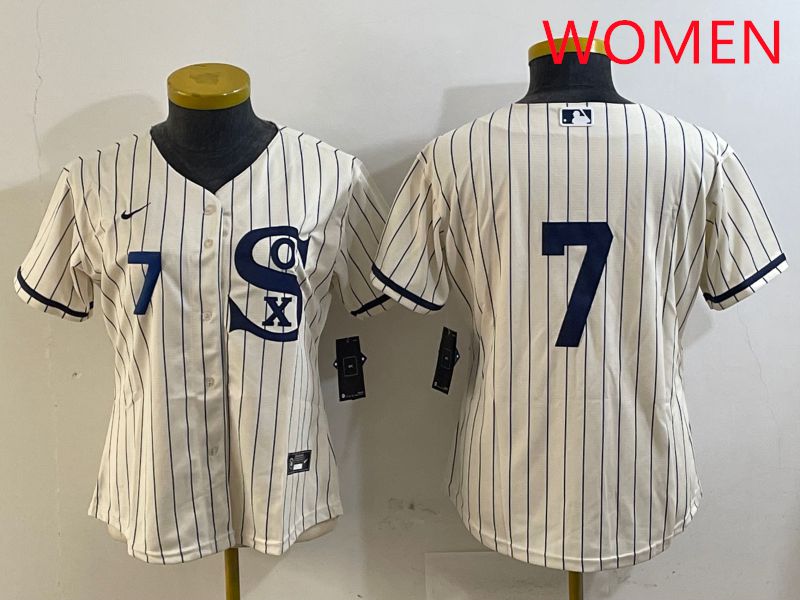Women Chicago White Sox #7 No Name Cream Stripe Dream Edition Game 2025 Nike MLB Jersey style 2->women mlb jersey->Women Jersey